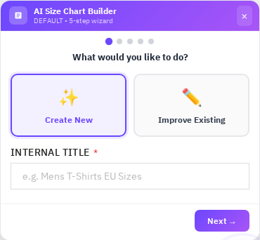 AI Size Chart Builder